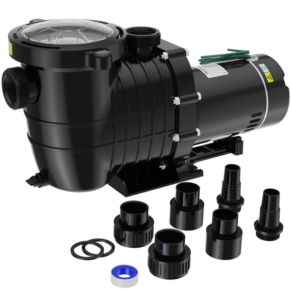 Oswerpon Pool Pump Above Ground/Inground, 2 HP 6900GPH Powerful Selfpriming Pool Pumps for 15,000-31,000 Gallons Pools, Dual Voltage Swimming Pool Pump with Strainer Basket & Drain Plug (2.0HP)