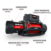 X-BULL Winch 10000 lb. Load Capacity Electric Winch Kit 12V Synthetic Rope,Waterproof Electric Winch with Hawse Fairlead, with Wireless Handheld Remote and Corded Control Recovery