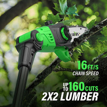 SOYUS Pole Saw 8-Inch Cordless and 18-Inch Pole Hedge Trimmer 2-in-1, 15-Foot Max Reach Pole Saw for Tree Trimming, 16ft/s Speed, Auto Oiling, Multi-Angle Pole Chainsaw with 2.0Ah Battery & Charger