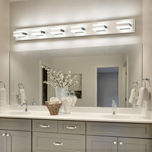 SOLFART LED Modern Bathroom Vanity Lights Over Mirror Fixture Brushed Nickel Vanity Light 6 Light LED Nickel Wall Light