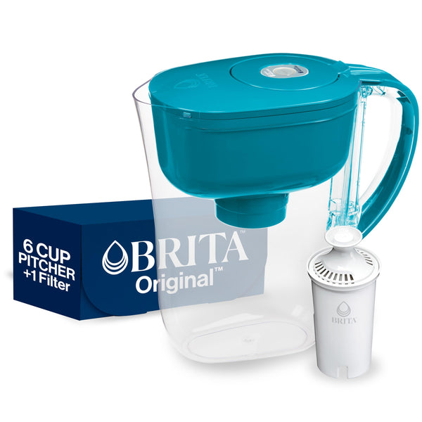 Brita Metro Water Filter Pitcher with SmartLight Change Indicator, BPA-Free, Replaces 1,800 Plastic Water Bottles a Year, Lasts Two Months, Includes 1 Filter, Small - 6-Cup Capacity, Turquoise