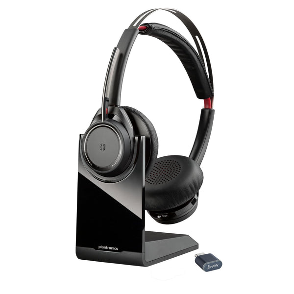 Poly Voyager Focus UC Wireless Headset for Computer & Charge Stand (Plantronics) - Active Noise Canceling (ANC) - Connect PC/Mac/Mobile via Bluetooth - Works w/Teams (Certified), Zoom-Amazon Exclusive