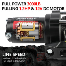 X-BULL New 12V DC 3000LBS IP68 Waterproof Electric Winch for Towing ATV/UTV, Boat, Off Road, Wireless Remote and Corded Control Recovery, Portable Synthetic Rope Electric Winch with Hawse Fairlead.