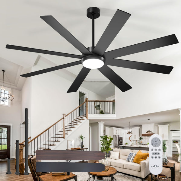 addlon 72 Inch Large Ceiling Fans with Lights, Black Ceiling Fan with Light and Remote Control, Reversible, 5CCT, Dimmable, Modern Ceiling Fan for Living Room, Kitchen, Patio Indoor/Outdoor Use