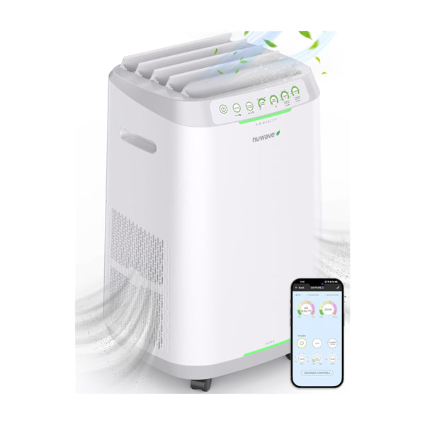 Nuwave OxyPure ZERO Air Purifiers with 20 Yr Washable and Reusable Bio Guard Tech Air Filter, Large Room Up to 2002 Ft², Air Quality Monitor, 0.1 Microns, 100% Capture Allergies, Smoke, Dust, Pollen