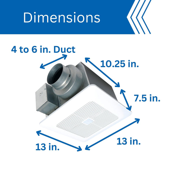 Panasonic FV-0511VQC1 WhisperSense DC Ventilation Fan, 50-80-110 CFM , White