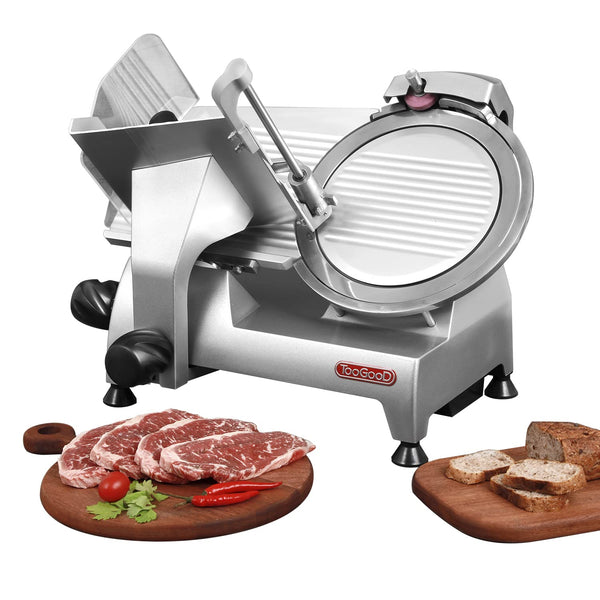 Toogood 8.7" Commercial Slicer 180w, 1/4 HP Electric Meat Slicer, Italian Carbon Steel Blade, Quiet Performance, Semi-frozen Meat/Cheese/Food Slicer, 0.5mm to 15mm Thickness