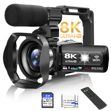 Video Camera, 8K Camcorder 48MP 15FPS UHD WiFi Vlogging Camera with IR Night Vision for YouTube, 3