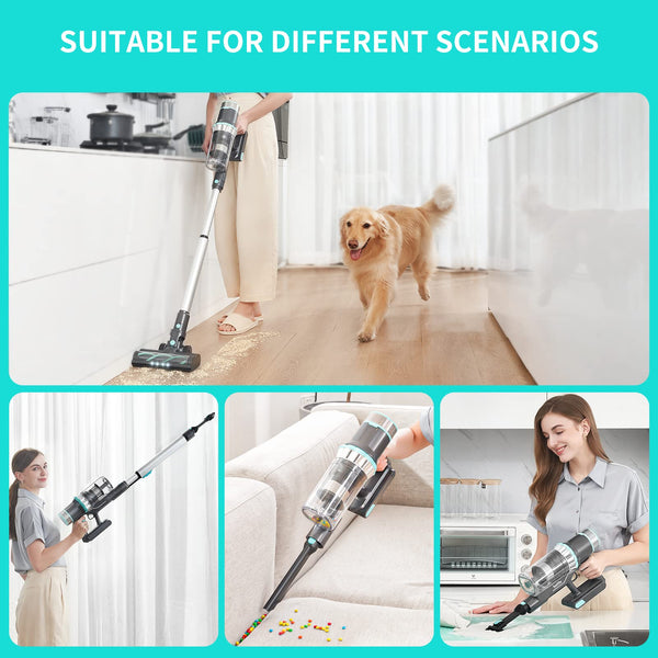 Belife BVC11 Cordless Vacuum Cleaner, 2 Detachable Battery, Max 80mins Runtime, 25Kpa 380W Brushless Stick Vacuum, Lightweight Vacuum for Home Hardwood Floor Carpet Pet Hair, LED Touch Display