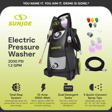 Sun Joe Electric Pressure Power Washer, 2030 PSI (PWMA Certified), 1.76 GPM, Dual Soap Tanks, SPX3000 (35-FT GFCI Water-Safe, Power Cord)