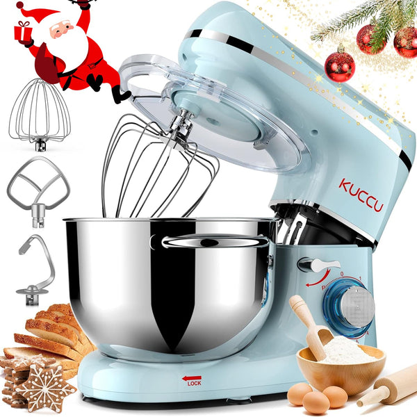 KUCCU Stand Mixer, 6.5 Qt 660W, 6-Speed Tilt-Head Food Dough Mixer, Kitchen Electric Mixer with Stainless Steel Bowl,Dough Hook,Whisk, Beater, Egg white separator (6.5-QT, Blue)