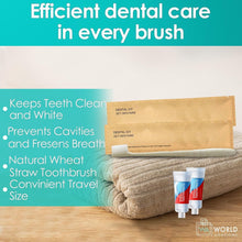 World Amenities Kraft Paper Dental Kit - Wheat Straw Toothbrush and Toothpaste Dental Care Kit (300)