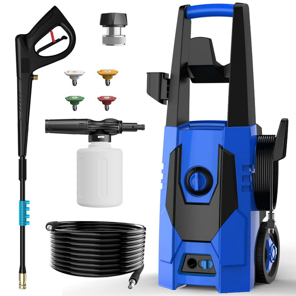 FIOCCO Electric Pressure Washer, 4800PSI Max 3.1 GPM Portable Power Washer with 35FT Cord, 20FT Hose, 4 Quick Nozzles, Foam Cannon High Power Washers Electric Powered for Car, Garden, Patio, Navy