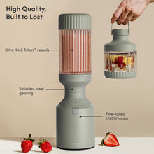 Beast Mega 1200 | Premium Countertop Blender | Smoothies, Shakes, Sauces, Dips, Soups | Blends Ice and Frozen Fruit | XL Vessel | Extra Vessels, Straw System Included | 1200W | (Sage, 120V)