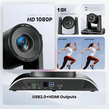 TONGVEO 10x Zoom Conference Room Video Camera System, All-in-One HD 1080P 60fps 10X Optical Zoom USB3.0 HDMI PTZ Camera and Bluetooth Conference Speaker with Microphones Bundle for Medium Room