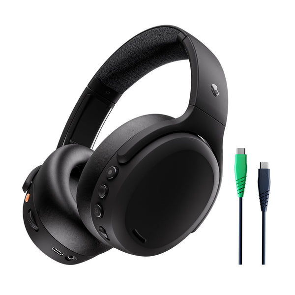 Skullcandy Crusher ANC 2 Over-Ear Noise Canceling Wireless Headphones with Sensory Bass and Charging Cable, 50 Hr Battery, Skull-iQ, Alexa Enabled, Microphone, Works with Bluetooth Devices - Black