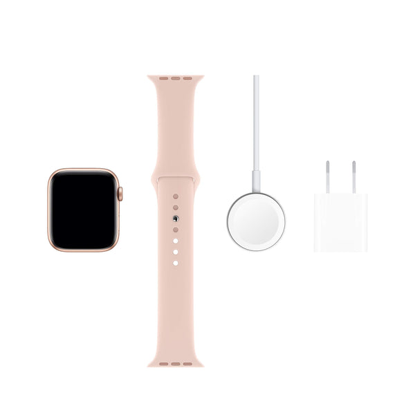 Apple Watch Series 5 (GPS + Cellular, 44MM) - Gold Aluminum Case with Pink Sand Sport Band (Renewed)