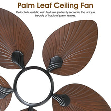 Wiviniya Ceiling Fans with Lights and Remote/APP Control, 44 Inch Tropical Palm Leaf Ceiling Fan with LED Lights, Outdoor Ceiling Fans for Patios Porch, Reversible Quiet Motor, Dimmable, Light Brown