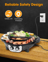 Soupify 2 in 1 Hot Pot with Grill, Electric Korean BBQ Grill, Independent Dual Temperature Control & Non-stick Pan, Multi-function Smokeless Barbecue Grill for Family and Friends Gathering