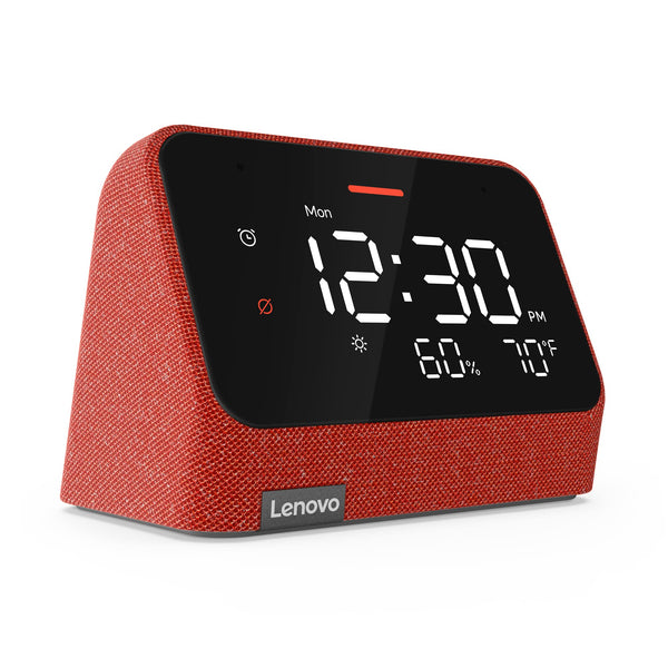 Lenovo Smart Clock Essential with Alexa Built-in - Digital LED with Auto-Adjust Brightness - Alarm Clock with Speaker and Mic - Compatible Docking - Misty Blue