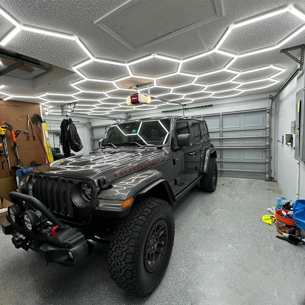 Updated Hexagon Garage Light: 79200LM Super Bright Hexagon Garage LED Light, 5000K Natural White, 75 Packs LED Light Car Detailing Ceiling Shop Lights for Warehouse Basement Gym Barbershop Salon