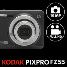 KODAK PIXPRO FZ55-BK 16MP CMOS Sensor Digital Camera 5X Optical Zoom 28mm Wide Angle 1080P Full HD Video 2.7