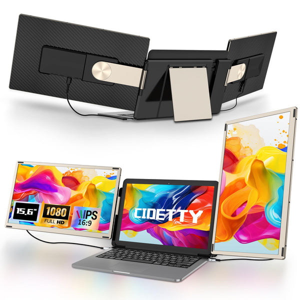 CIDETTY Laptop Screen Extender Portable, Detachable 15.6" FHD 1080P Portable Monitor for Laptop, Triple Laptop Monitor Extender compatiable with Windows, Mac, Android, Chrome, Switch & PS