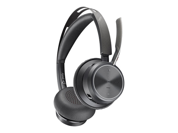 Poly - Voyager Focus 2 UC USB-C Headset (Plantronics) - Bluetooth Dual-Ear (Stereo) Headset with Boom Mic - USB-C PC/Mac Compatible - Active Noise Canceling - Works with Teams, Zoom (Certified) & More