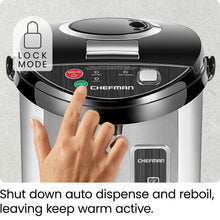 Chefman Electric Hot Water Pot Urn w/ Manual Dispense Buttons, Safety Lock, Instant Heating for Coffee & Tea, Auto-Shutoff/Boil Dry Protection, Insulated Stainless Steel, 5.3L/5.6 Qt/30+ Cups