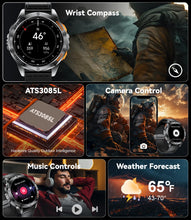 LIGE GPS Military Smart Watch for Men, LED Flashlight/Compass/45 Days Battery/IP68 Waterproof 1.43'' AMOLED Smartwatch, 100+ Sports Modes Fitness Tracker, Rugged Smart Watches for Android iOS