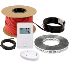 LuxHeat 80sqft Floor Heating Cable Kit - 120v Floor Heating System Under Tile - Heated Flooring System Includes UTN4 Non-Programmable Thermostat w/GFCI, Heater Cable, Strapping, Sensor & Alarm