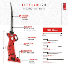 BUBBA Li-Ion Cordless Electric Fillet Knife with Non-Slip Grip Handle, 4 Ti-Nitride S.S. Coated Non-Stick Reciprocating Blades, Charger and Case for Fishing