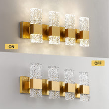 Epinl Gold Bathroom Vanity Light Fixtures - Brushed Gold Bathroom Light Fixtures Over Mirror 4-Light 4000K LED Crystal Wall Sconces Modern 40W Hardwired Wall Lights for Bathroom Bedroom Living Room