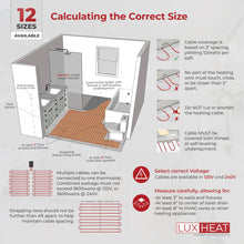 LuxHeat 60sqft Floor Heating Cable Kit - 240v Electric Heated Floor System for Tile, Vinyl, Laminate - Electric Radiant Heated Flooring System - Includes Heater Cable, Strapping, Sensor & Alarm