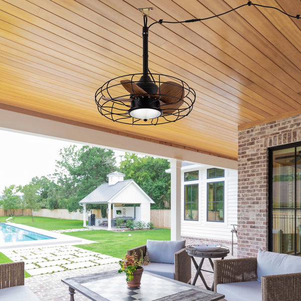 Ceiling Fan with Lights, 20'' Outdoor Waterproof Plug In IP65 Gazebo Fan, Wet Rated Dimmable LED 3 Color Lighting with Remote, Easy Hanging with Hook for Indoor, Patios, Pergola, Garage, Deck, Coastal