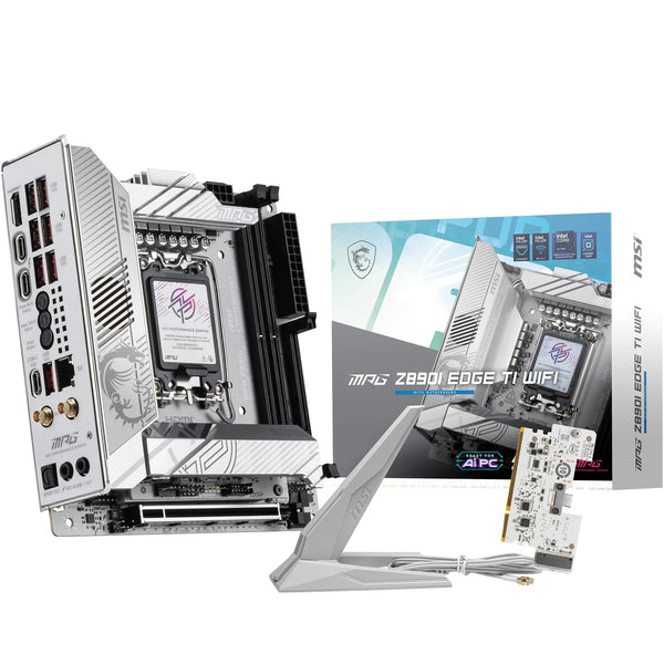 MSI MPG Z890I Edge TI WiFi Motherboard, Mini-ITX - Supports Intel Core Ultra Processors (Series 2), LGA 1851-110A SPS VRM, DDR5 Memory Boost (8600+ MT/s OC), PCIe 5.0 x16, M.2 Gen5, Wi-Fi 7, 5G LAN