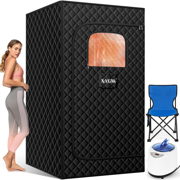 X-Vcak Sauna Box, Portable Steam Sauna, Portable Sauna for Home, Sauna Tent with Steamer, 9 Levels, 2.6’ x 2.6’ x 5.9’