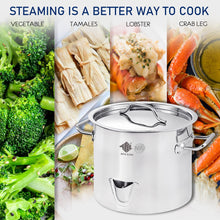 ARC 52-Quart Stainless Steel Tamale Steamer Pot w/Easy-fill Water Spout, Seafood Crab Steamer with Divider and Rack, 13 Gallon