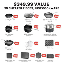 Granitestone True 20 Pc Pots and Pans Set Non Stick Cookware Set with Deep Square Pan and Bakeware Set, Non Toxic PFOA PFOS Free, Oven & Dishwasher Safe, No Cheater Pieces