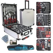 Arcwares 799pcs Aluminum Trolley Case Tool Set Silver, House Repair Kit Set, Household Hand Tool Set, with Tool Belt,Gift on Father's Day (Silver)