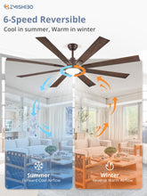 ZMISHIBO 72 inch Oil Rubbed Bronze Ceiling Fans with Lights and Remote, Indoor/Outdoor Farmhouse Ceiling Fan for Living Room Patio, 6 Speed Reversible Quiet DC Motor, 3CCT, Dual Finish Blades