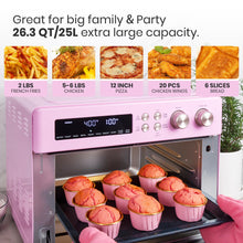 VAL CUCINA Limited Edition Happy Pink Infrared Heating Air Fryer Toaster Oven, Extra Large Countertop Convection Oven 10-in-1 Combo, 6-Slice Toast, Enamel Baking Pan Easy Clean with Recipe Book