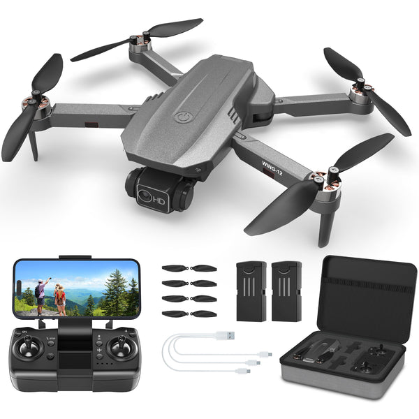 FERIETELF Drones with Camera for Adults 4K - B12 GPS Drone, Under 250g, Brushless Motor, Auto Return, Follow Me, Point of Interest, 50 Mins Long Flight, Lightweight and Foldable Drone for Beginner