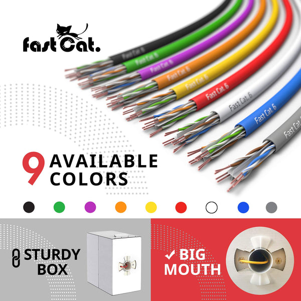 fast Cat. Cat 6 Ethernet Cable 1000ft (Blue) - 23 AWG, CMR, Insulated Solid Bare Copper Wire Cat 6 Cable with Noise Reducing Cross Separator - 550MHZ / 10 Gigabit Speed UTP LAN Cat6 Cable 1000ft - CMR