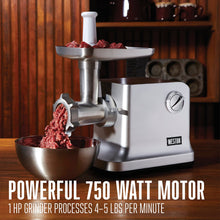 Weston Electric Meat Grinder & Sausage Stuffer, #12 750 Watt, 1 HP Motor, Grinds 4 lbs Per Minute, Includes Stainless Steel Grinding Plates, Die-Cast Aluminum (33-1301-W)