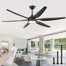 ZMISHIBO 66 inch Large LED Ceiling Fans with Lights and Remote, Indoor/Outdoor Noiseless DC Motor Modern Black Ceiling Fan for Patio Living Room, 3 CCT, 6 Speed Reversible, 6 Blades