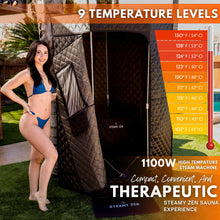 Steamy Zen Sauna - Portable Large Home Steam Sauna with 3L High Capacity Steamer, 1100W, Remote & Aromatherapy - Includes Absorbent Mat & Chair for Yoga & Weight Loss - Sauna Spa Experience