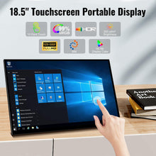 Portable Touchscreen Monitor 18.5 Inch, HDR, 350cd/m², 1920x1080 Touch Display with HDMI USB C, 99% sRGB, Built-in Speakers, Kickstand & VESA,Travel Second Monitor for Laptop PC Phone