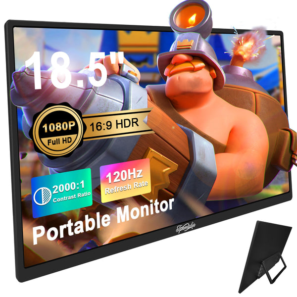 Tpsmtdis 18.5inch Portable Monitor, Laptop Monitors 120Hz Travel Gaming Monitor, 400Nits HDR FHD Plug&Play Dual Speakers, External Screen for PC, Tablet,Mac,Sw-Itch, Xbox, PS3/4/5 Will