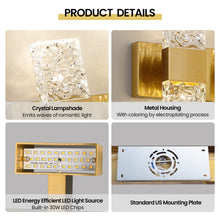 Epinl Gold Bathroom Vanity Light Fixtures - Brushed Gold Bathroom Light Fixtures Over Mirror 4-Light 4000K LED Crystal Wall Sconces Modern 40W Hardwired Wall Lights for Bathroom Bedroom Living Room